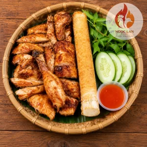 Gà nướng nửa con ăn kèm cơm lam tại Ngọc Lan Food