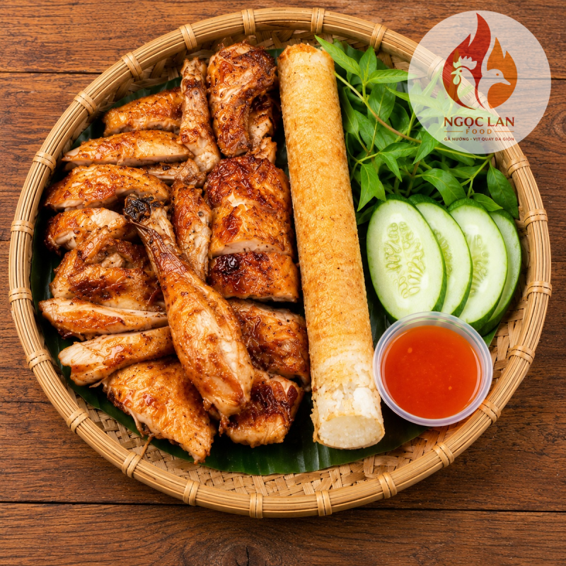 ga-nuong-nua-con-com-lam Gà nướng nửa con ăn kèm cơm lam tại Ngọc Lan Food